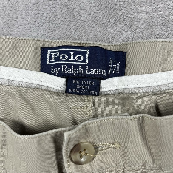 Polo by‎ Ralph Lauren Khaki Tan Chino Big Tyler Shorts size 48B Pleated Front - Picture 4 of 7